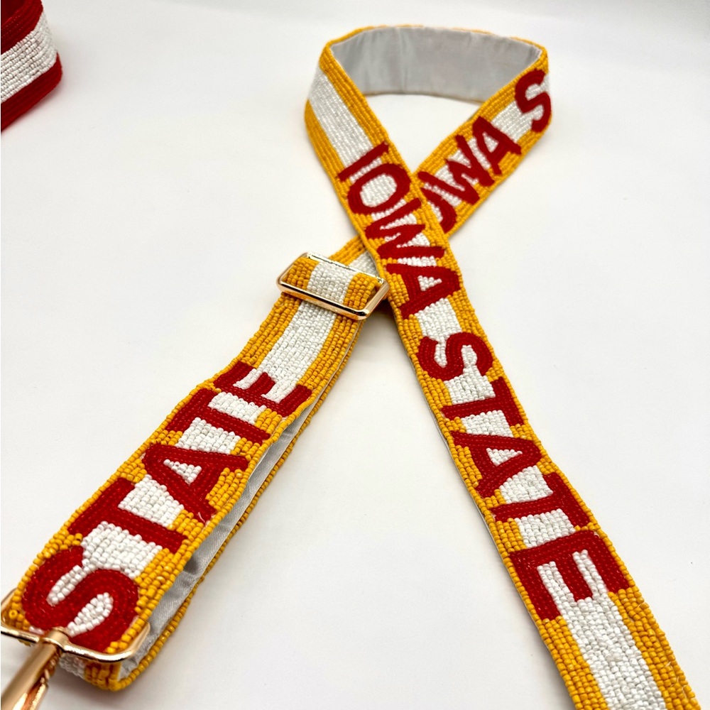 Yellow with red Iowa state adjustable beaded strap - Picture 2 of 4